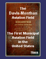 The old leather-bound register was signed by pilots and passengers who visited the Davis-Monthan Municipal Airfield in Tucson, Arizona between 1925 and 1936.